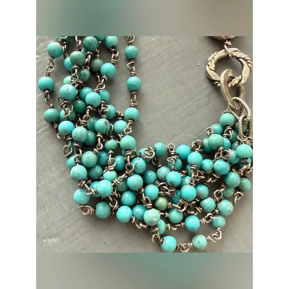 Mabel 925 Sterling Silver Beaded Multi Chain Toggle Bracelet